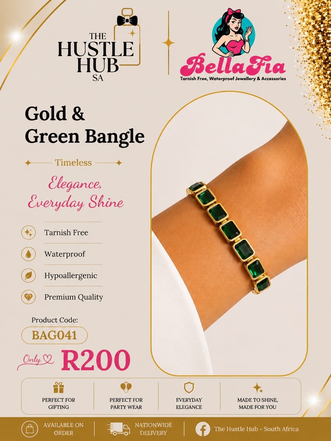 Gold & Green Bangle