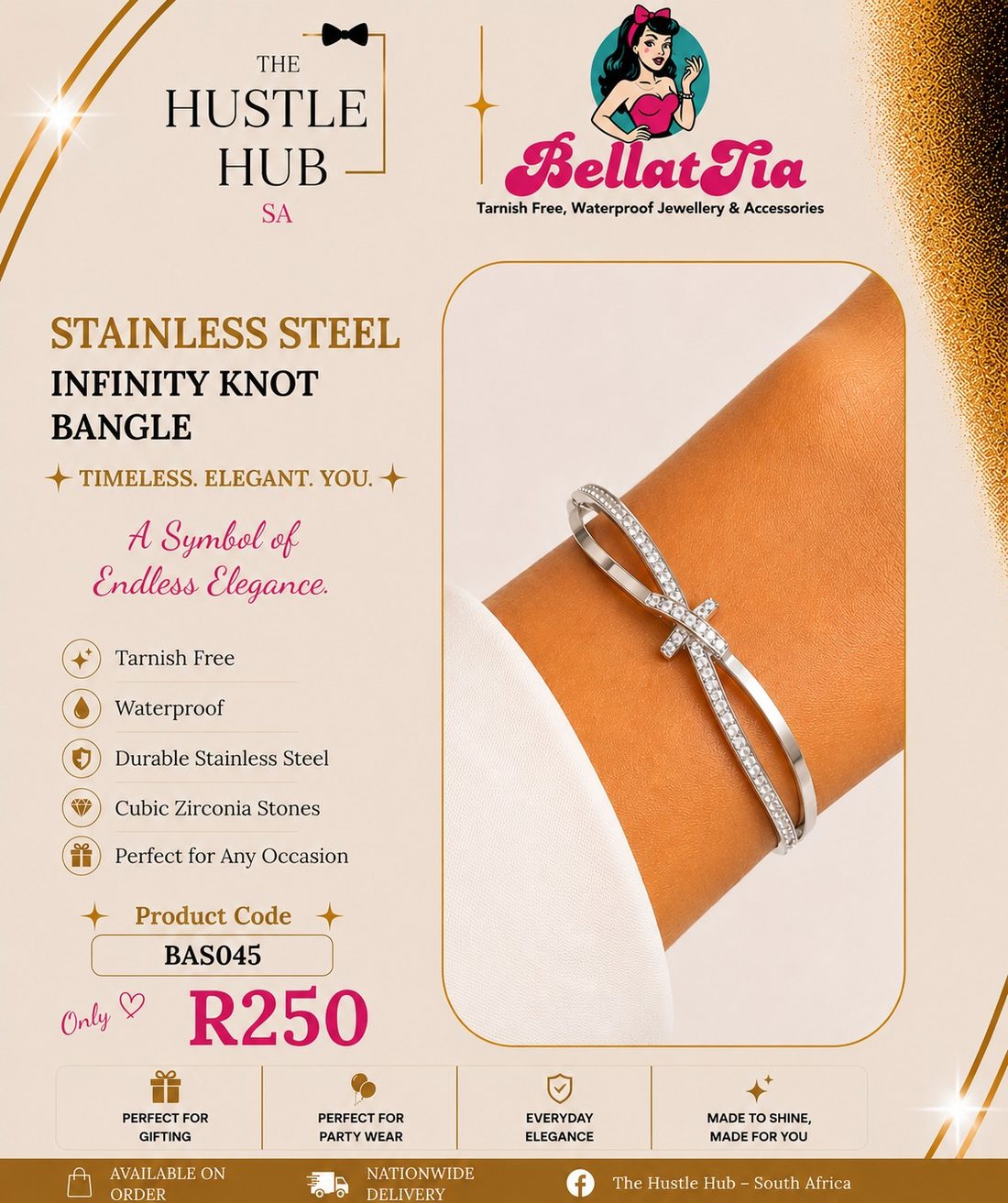 Stainless Steel Infinity Knot Bangle