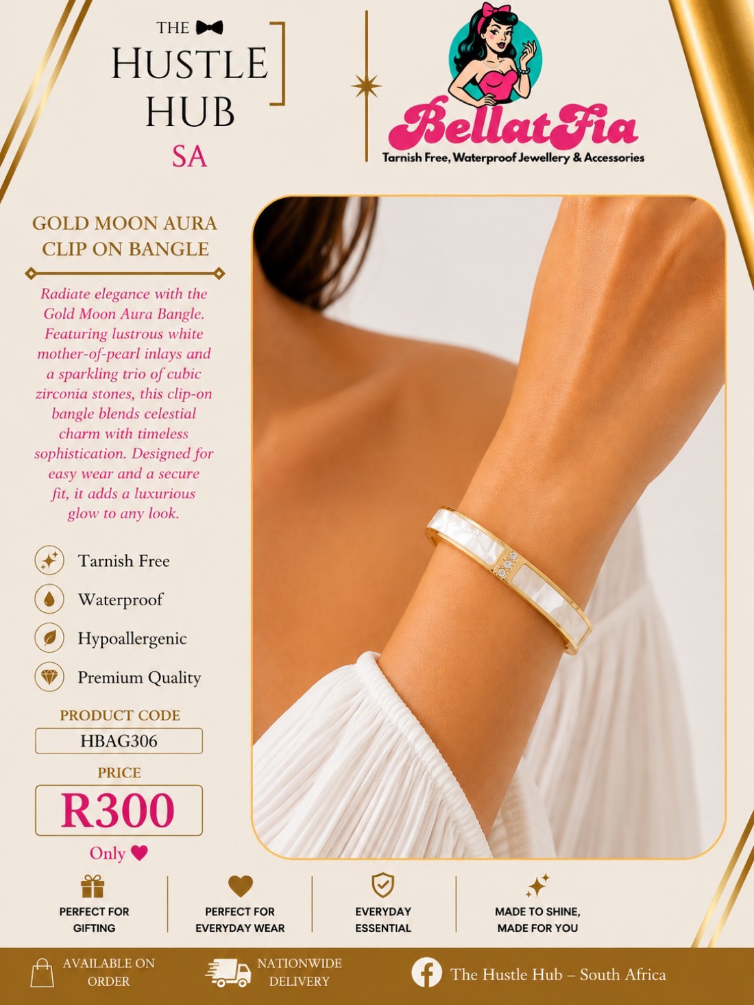 Gold Moon Aura Clip On Bangle
