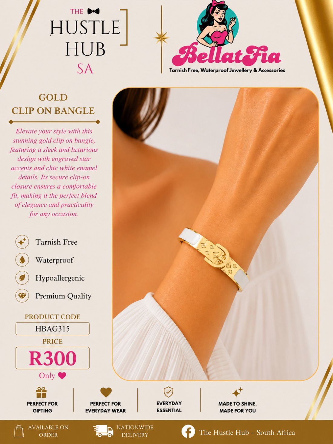 Gold Clip On Bangle