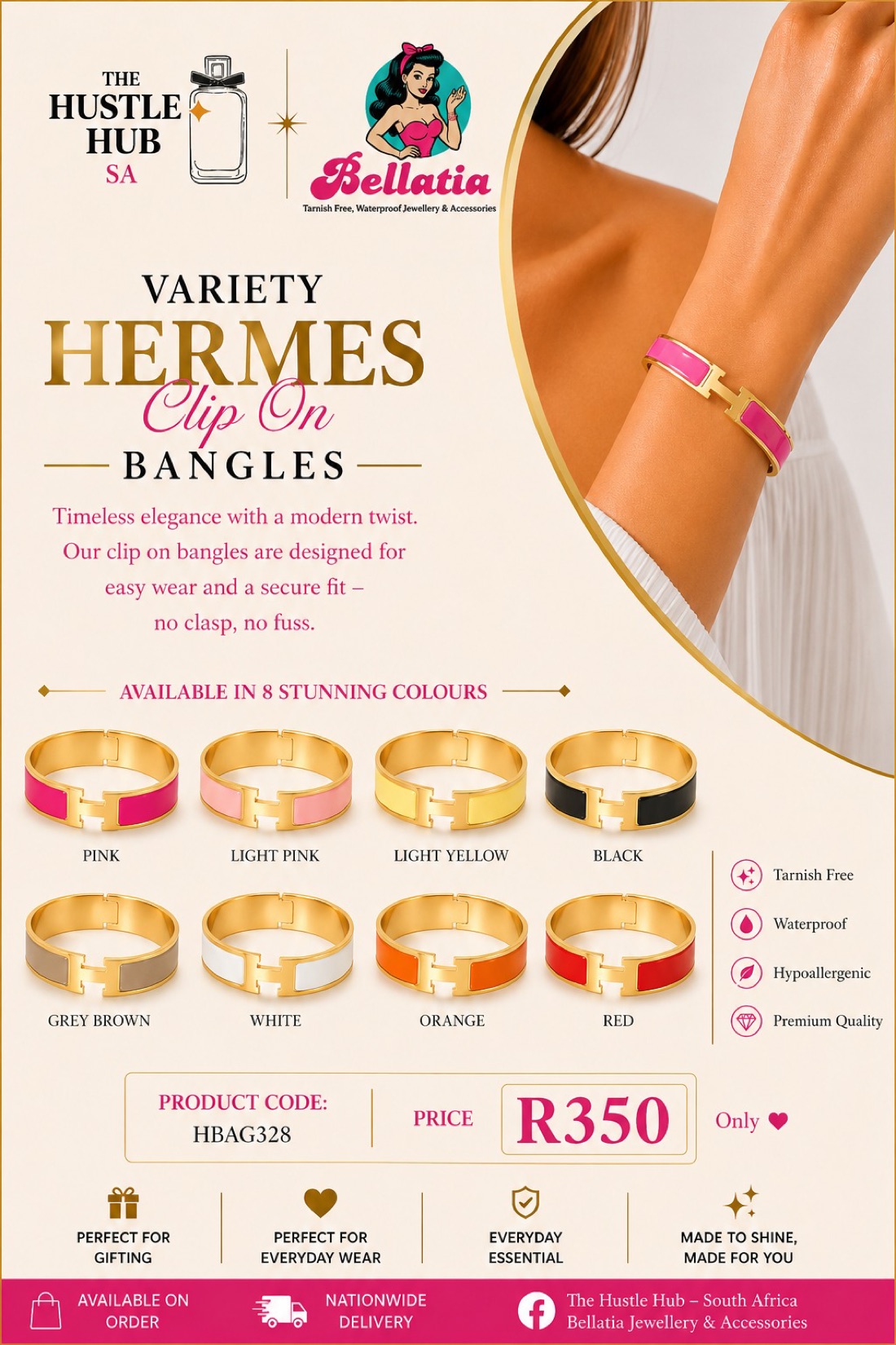 Variety Gold Hermes Clip On Bangle