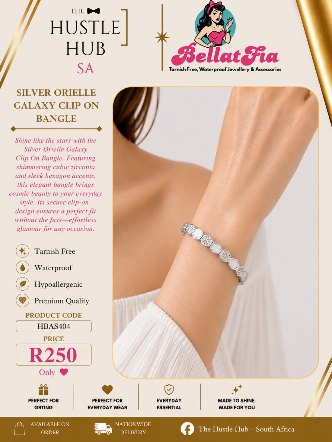 Silver Orielle Galaxy Clip On Bangle