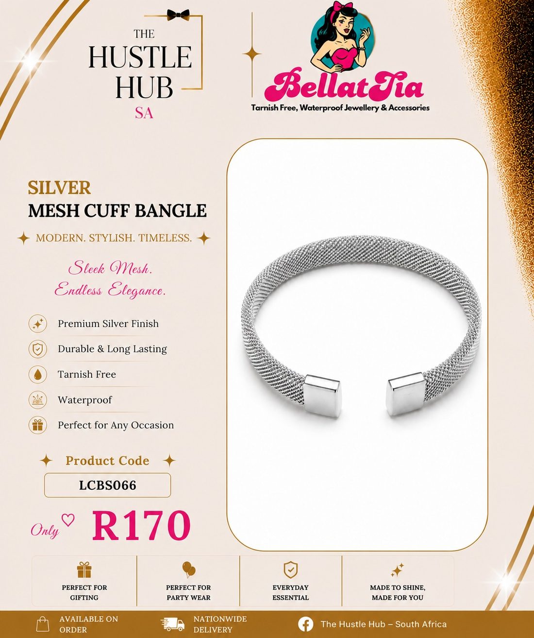 Silver Mesh Cuff Bangle
