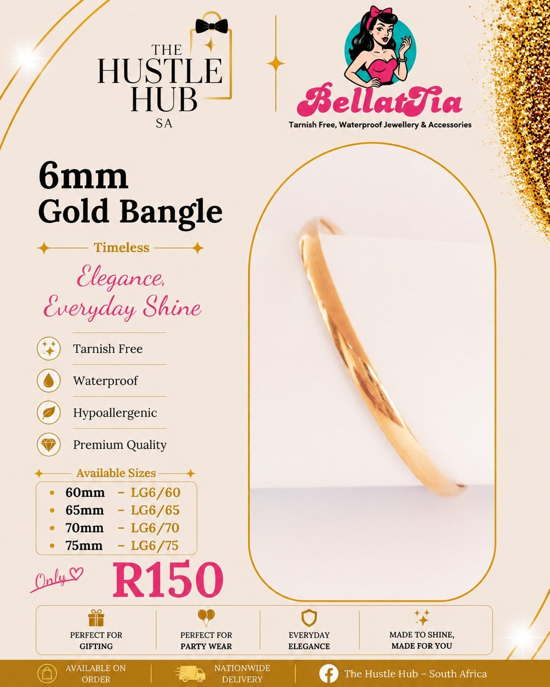 6mm Gold Bangle