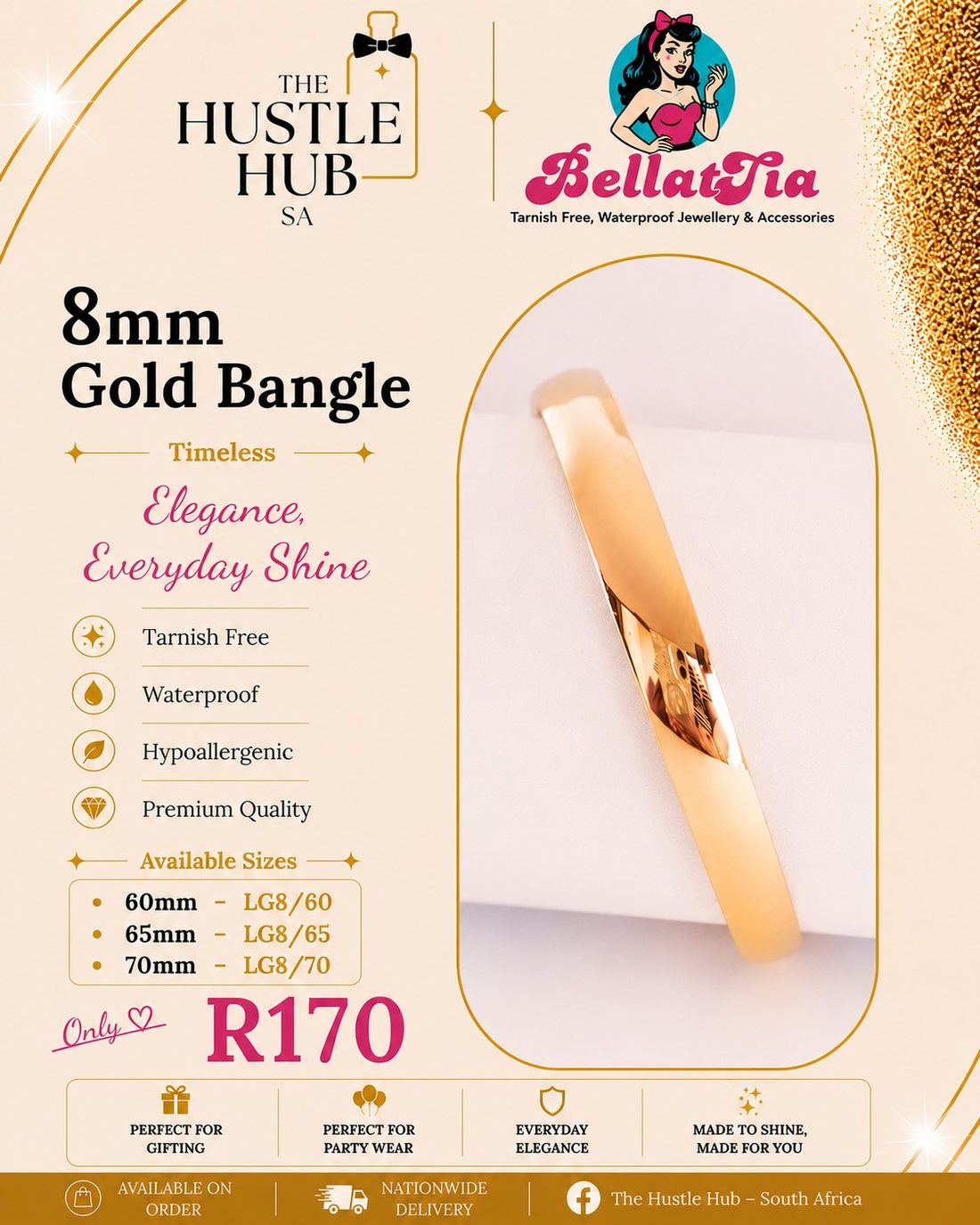 8mm Gold Bangle