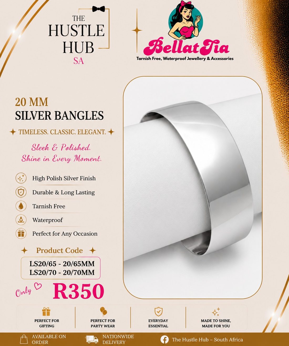 20mm Silver Bangle