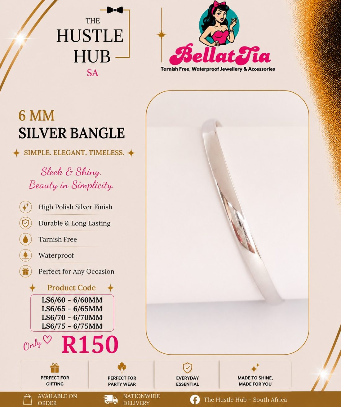 6mm Silver Bangle