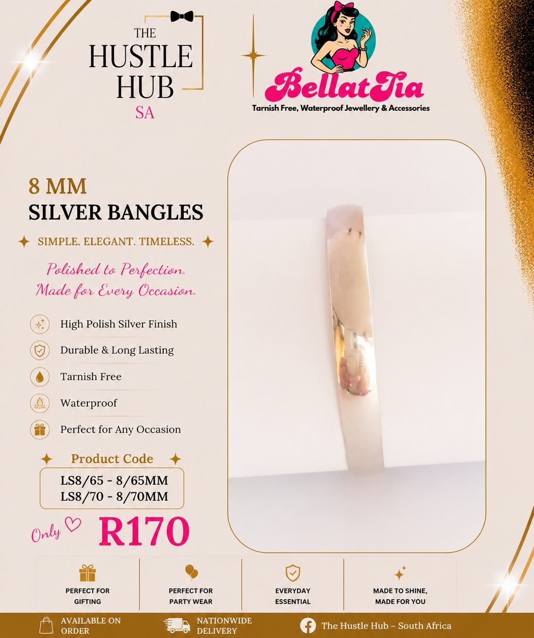 8mm Silver Bangle