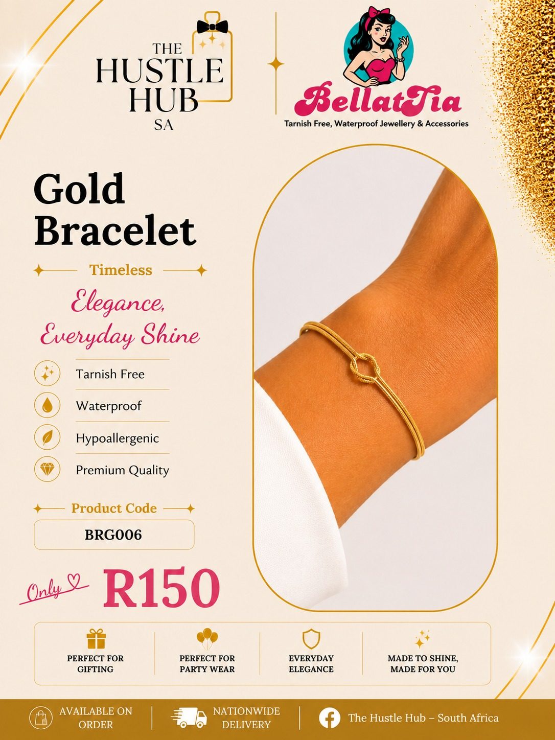 Gold Knot Bar Bracelet