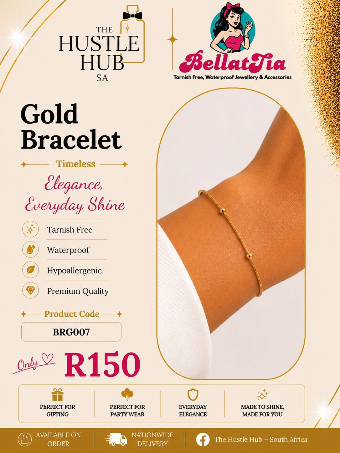 Gold Beaded Chain Bracelet