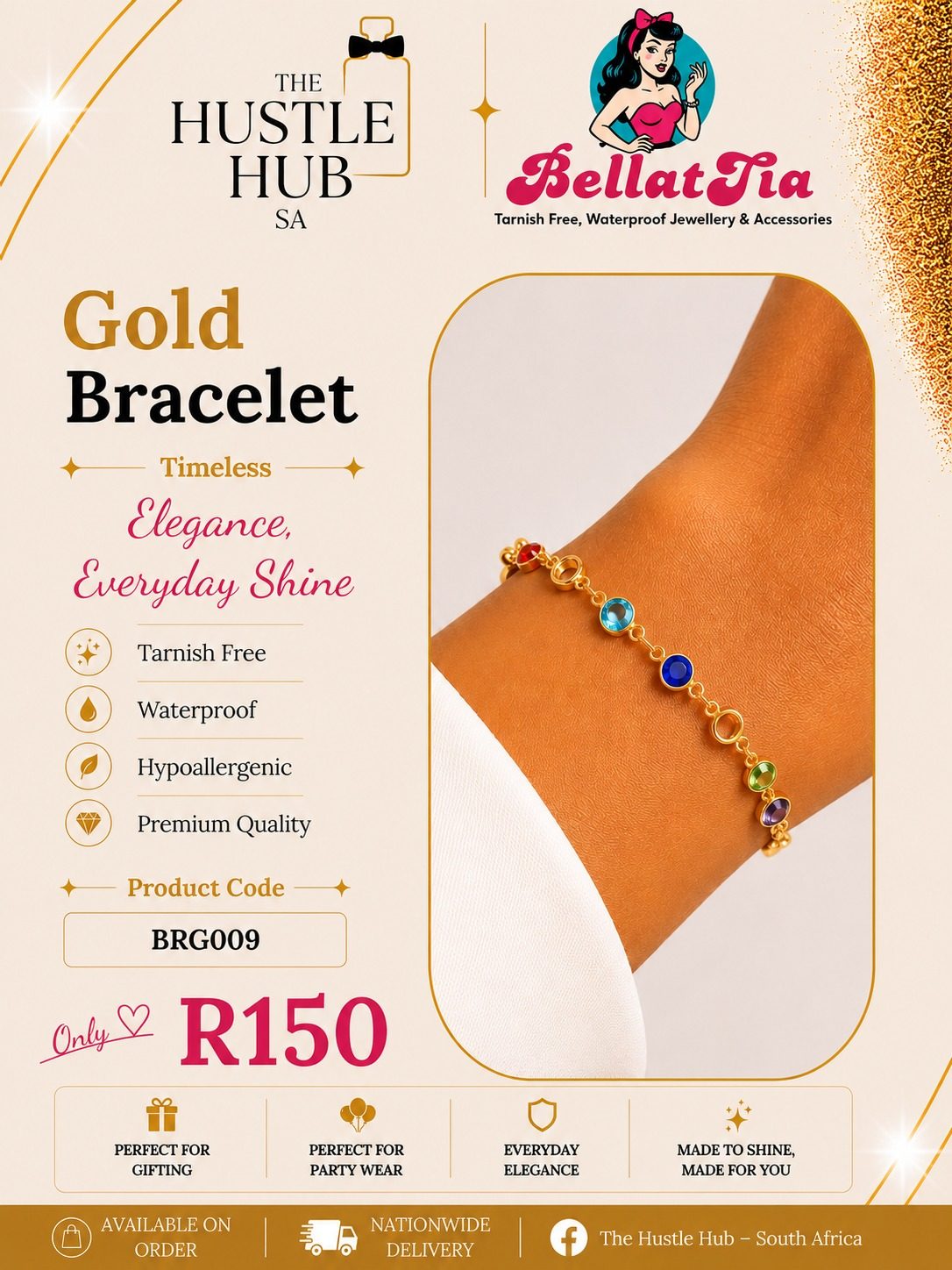 Gold Rainbow Gemstone Bracelet