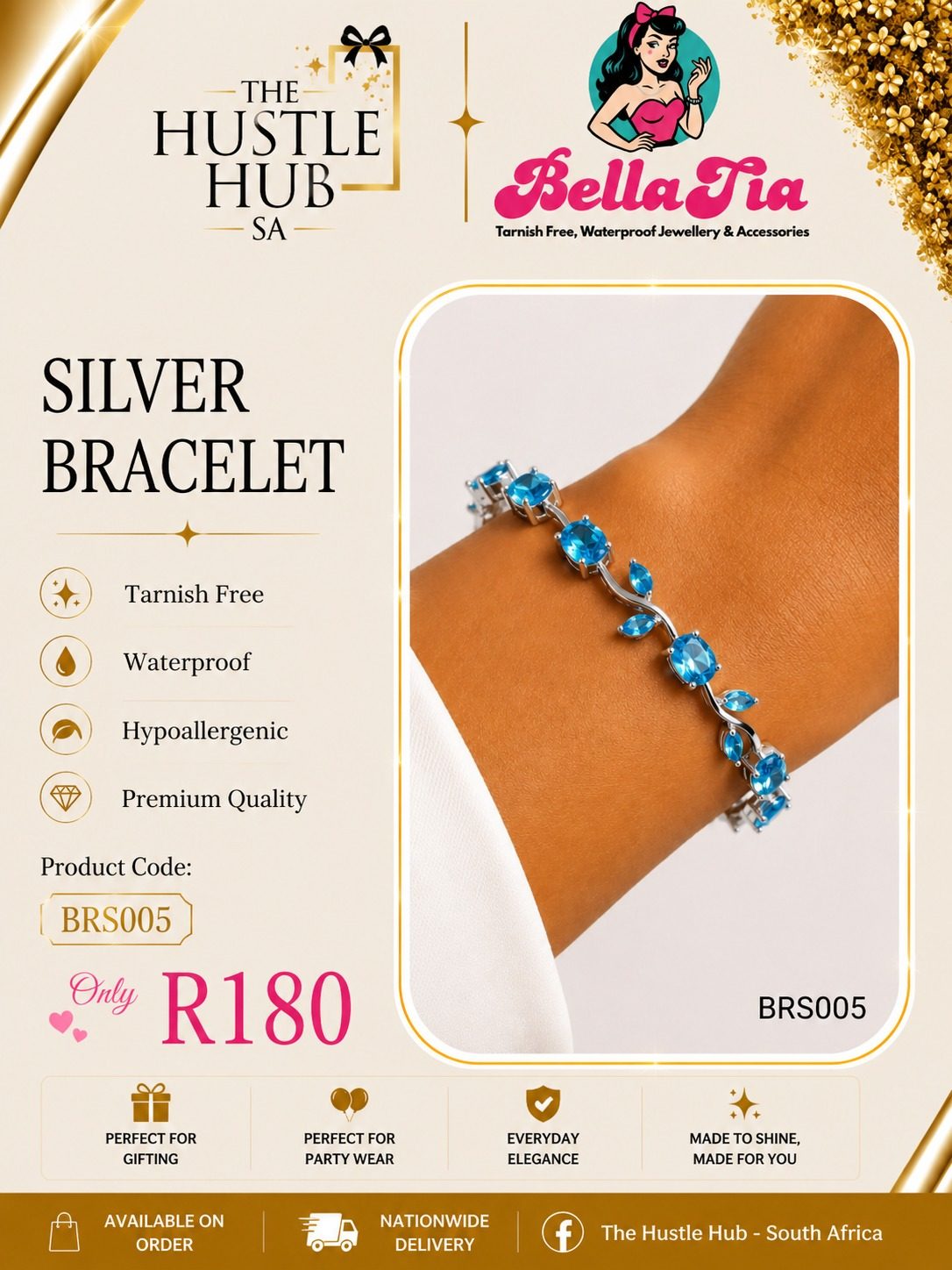 Silver Blue Vine Bracelet