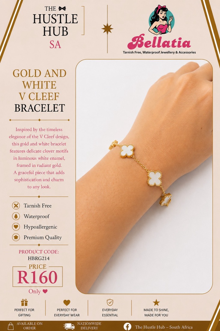 Gold and White V Cleef Bracelet