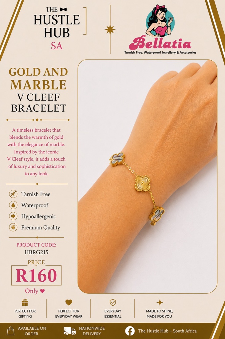 Gold and Marble V Cleef Bracelet