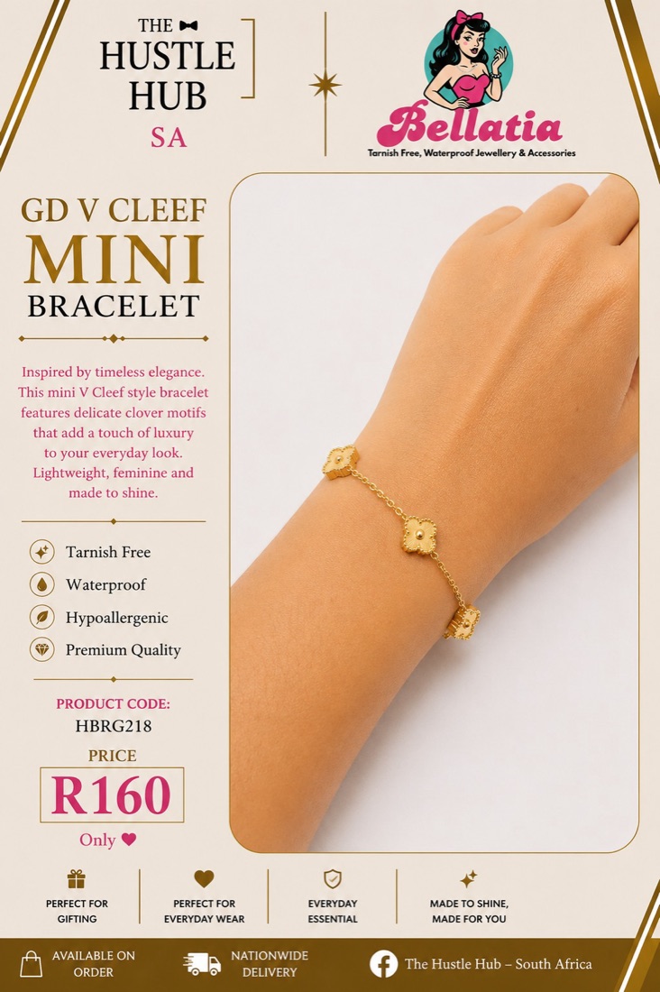 Gold V Cleef Mini Bracelet