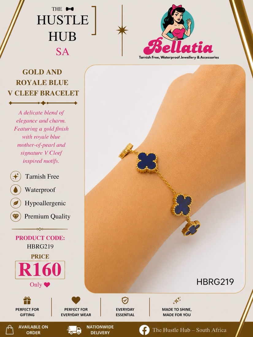 Gold and Royale Blue V Cleef Bracelet