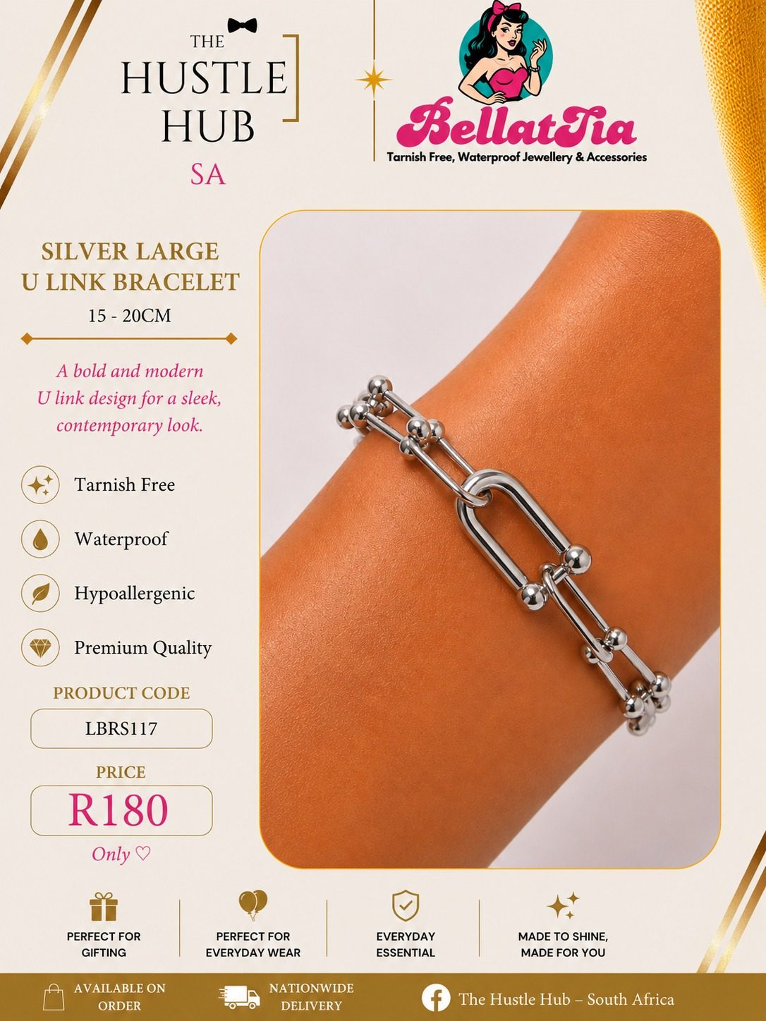 Silver Large U-Link Bracelet