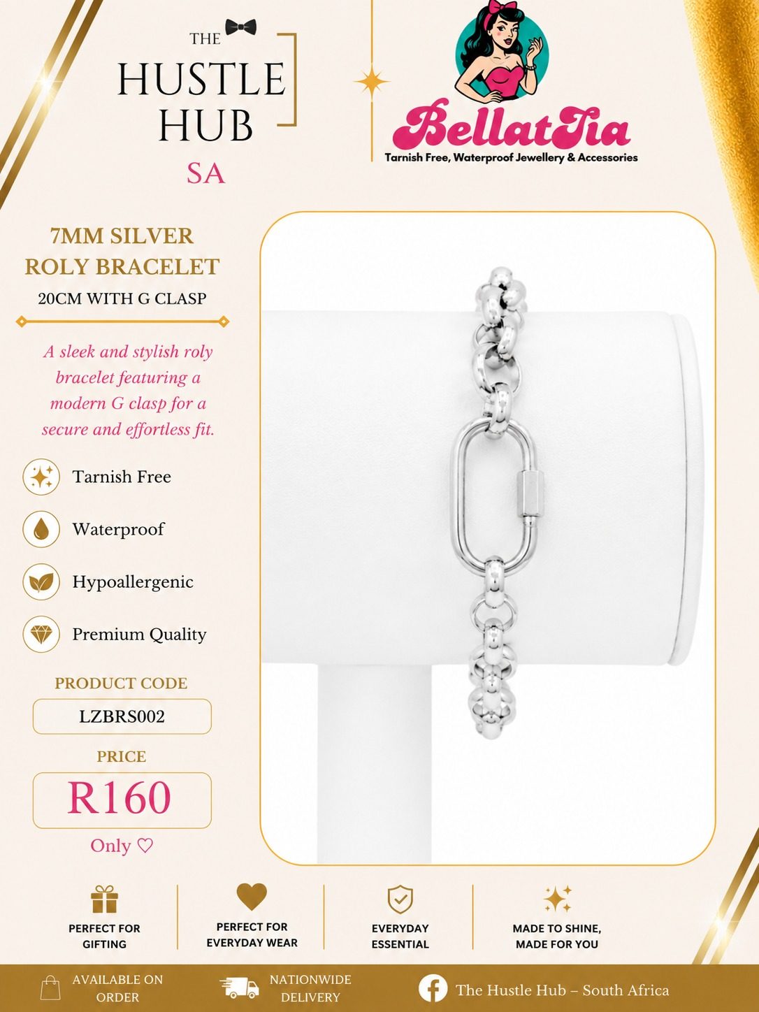 7mm Silver Roly Bracelet