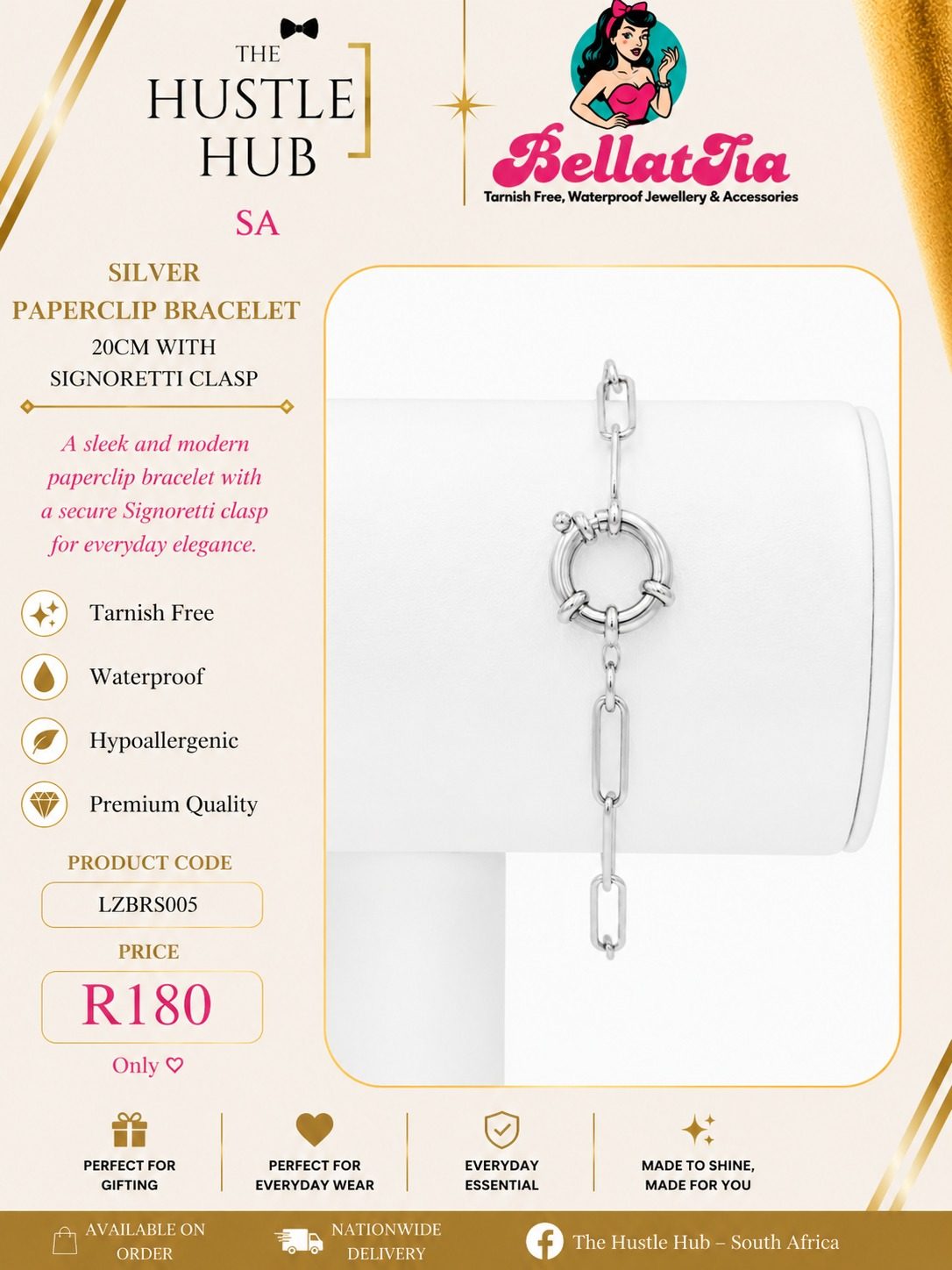 Silver Paperclip Bracelet — Signoretti Clasp