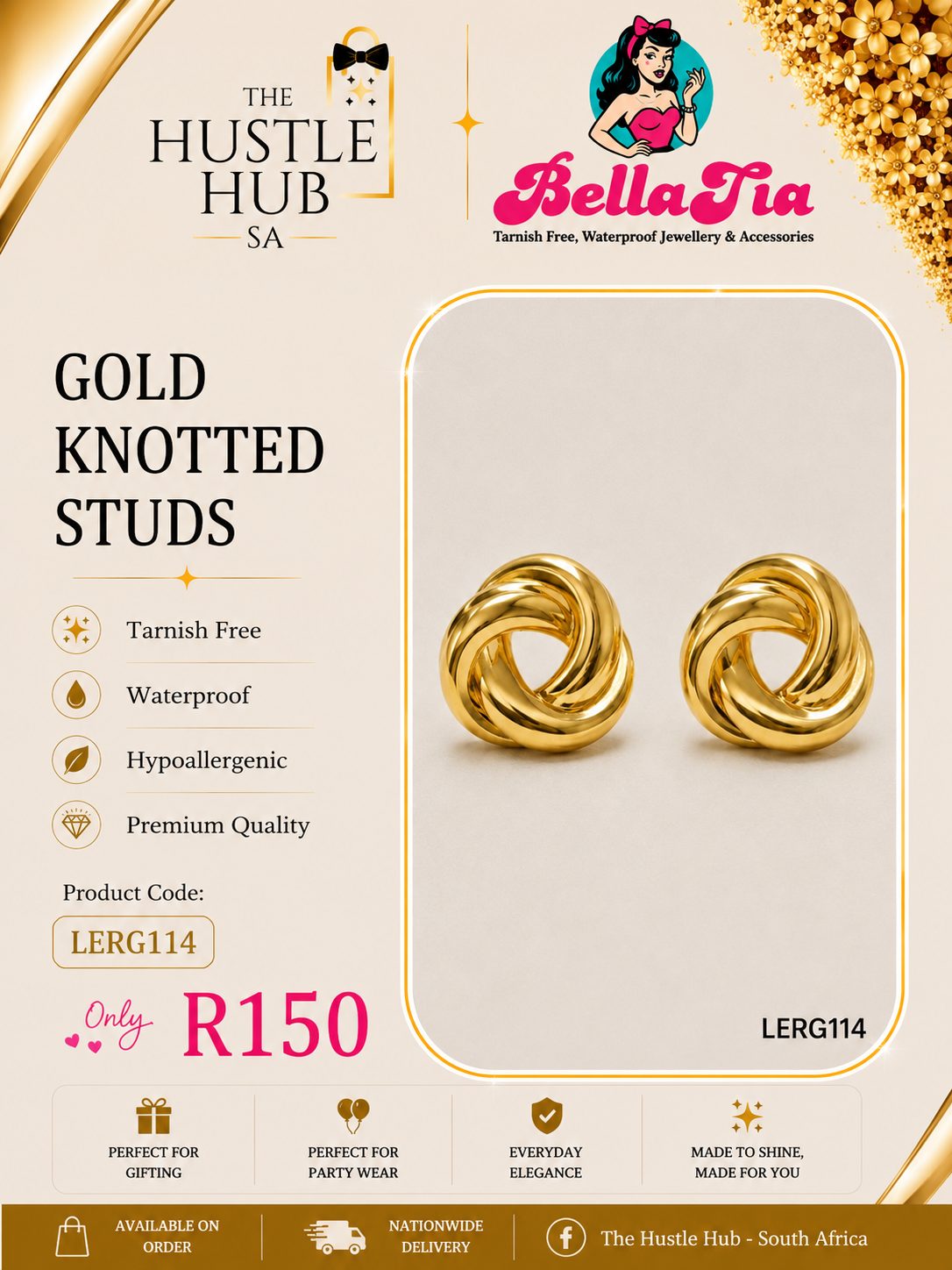 Gold Knotted Studs