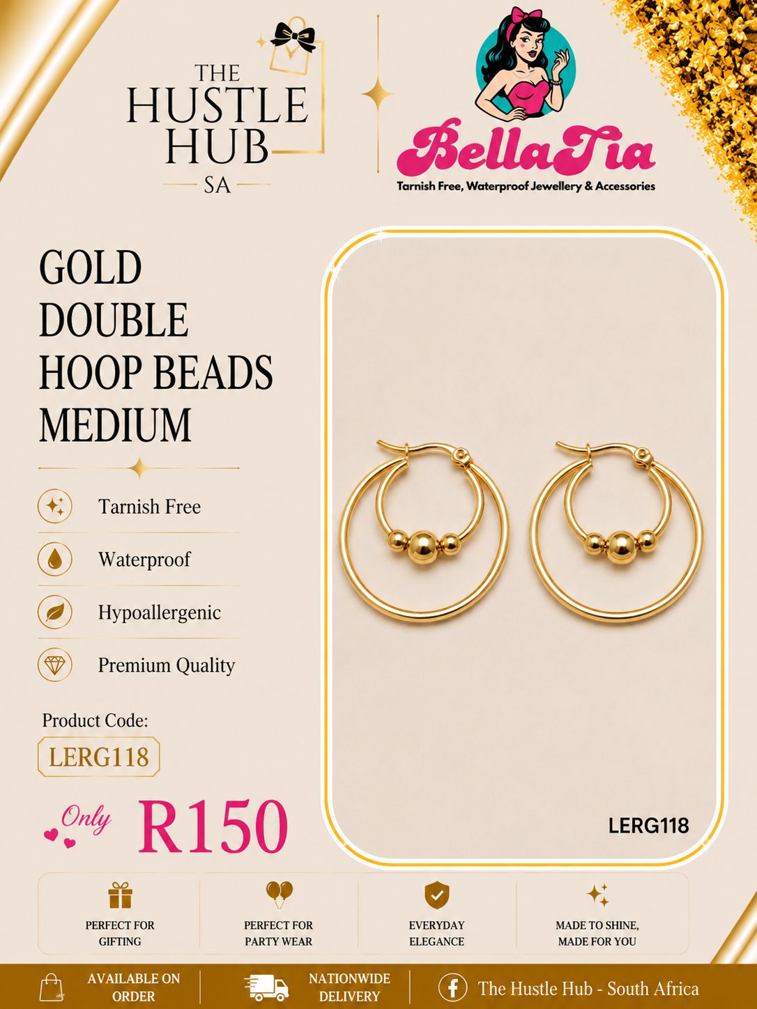 Gold Double Hoop Beads