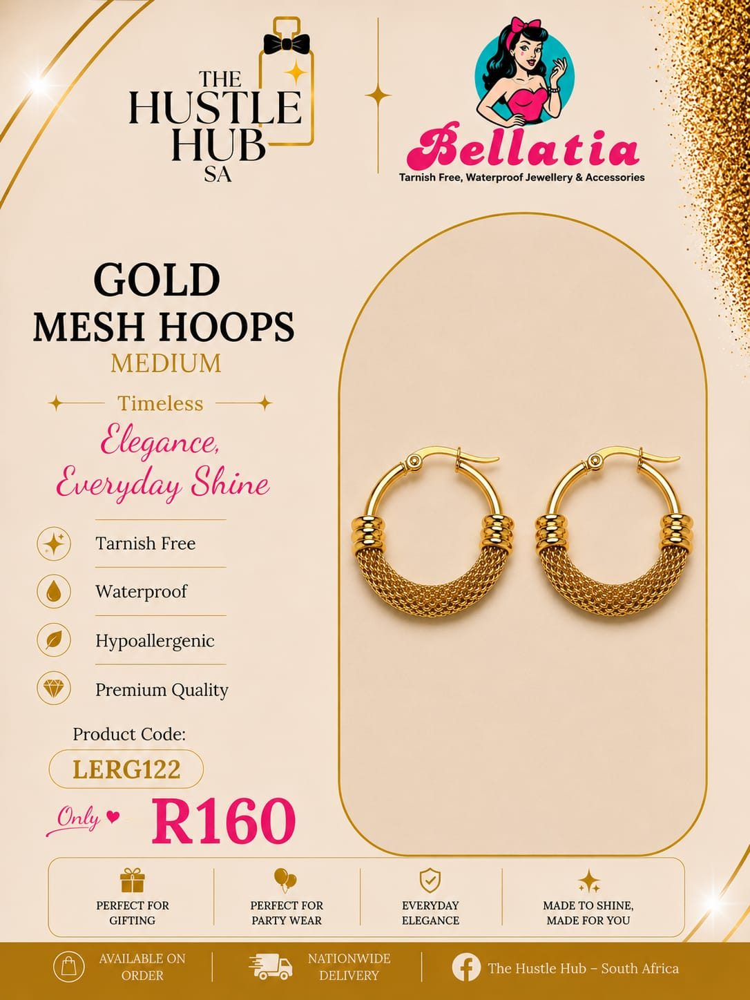 Gold Mesh Hoops