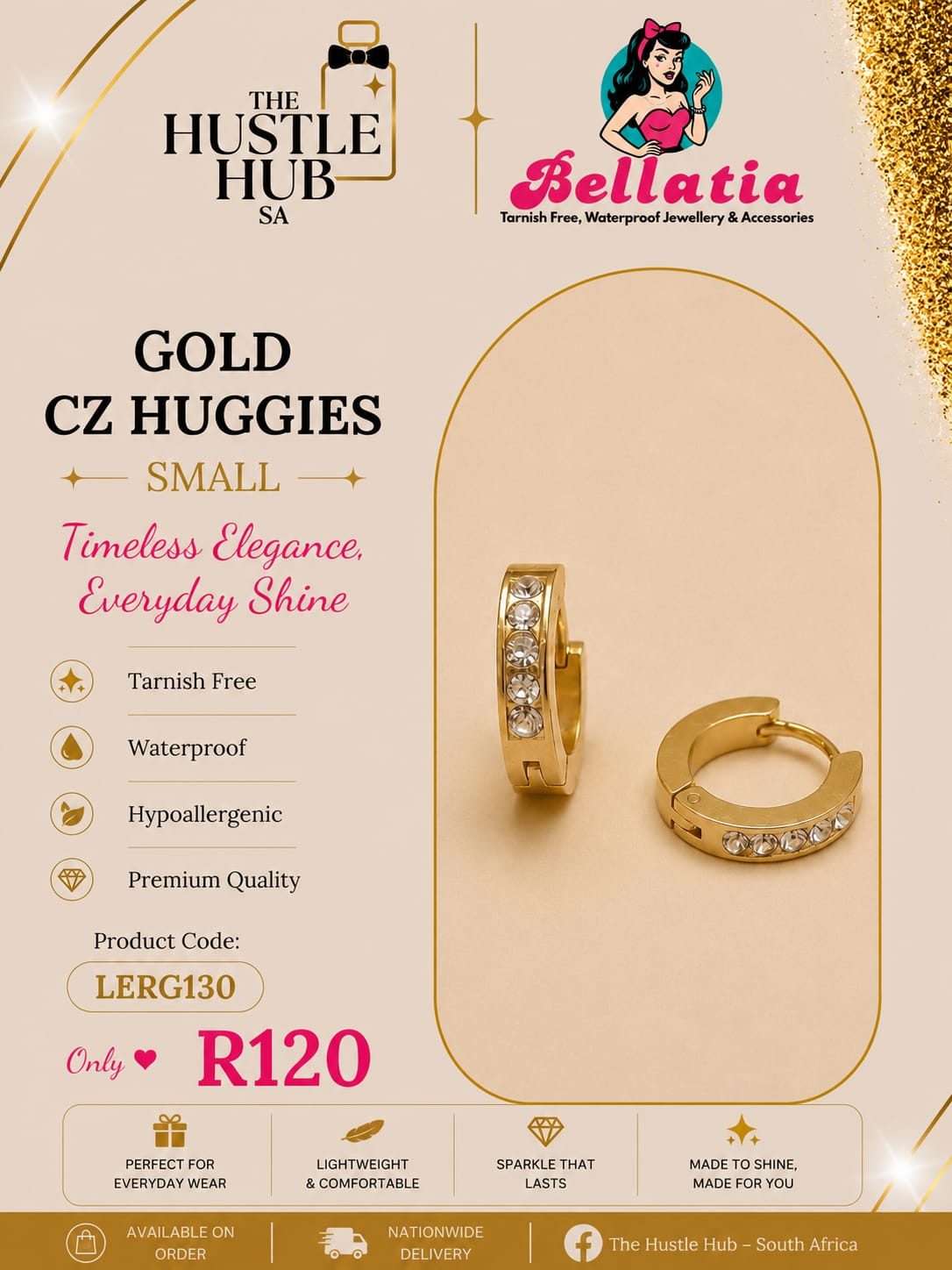 Gold CZ Huggies — Small