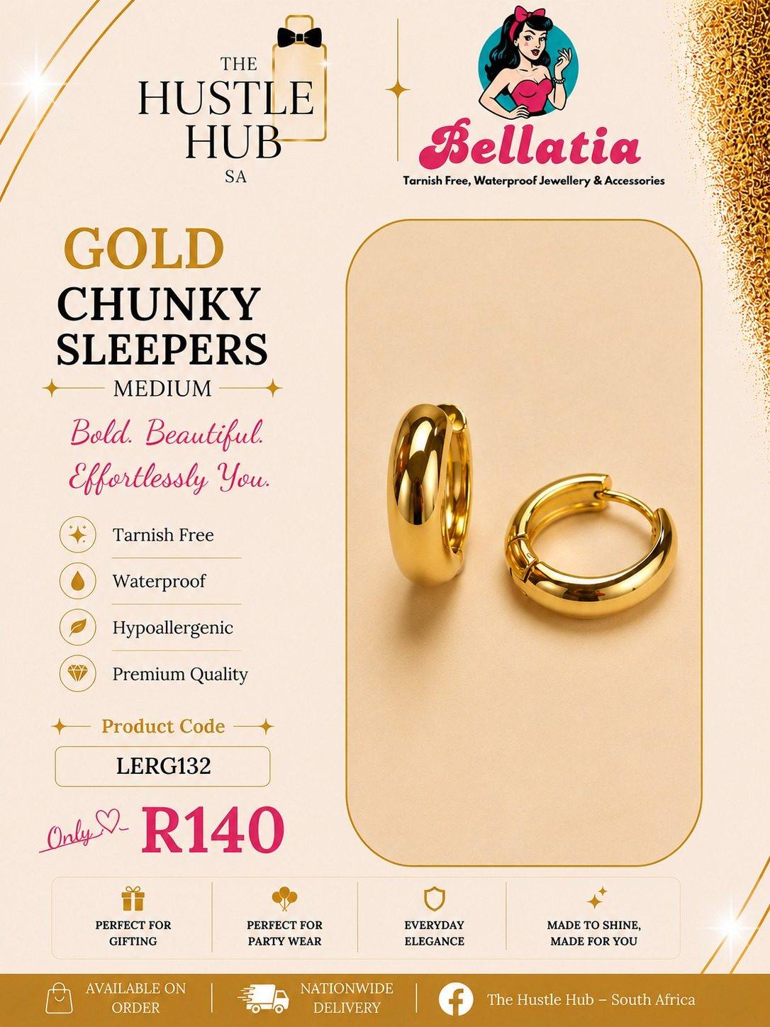 Gold Chunky Sleepers — Medium