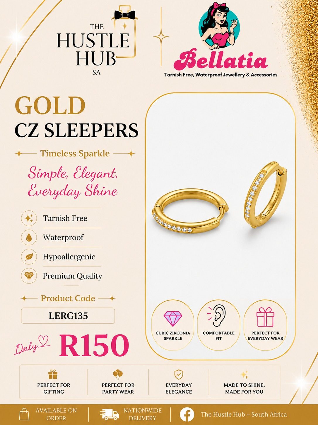 Gold CZ Sleepers