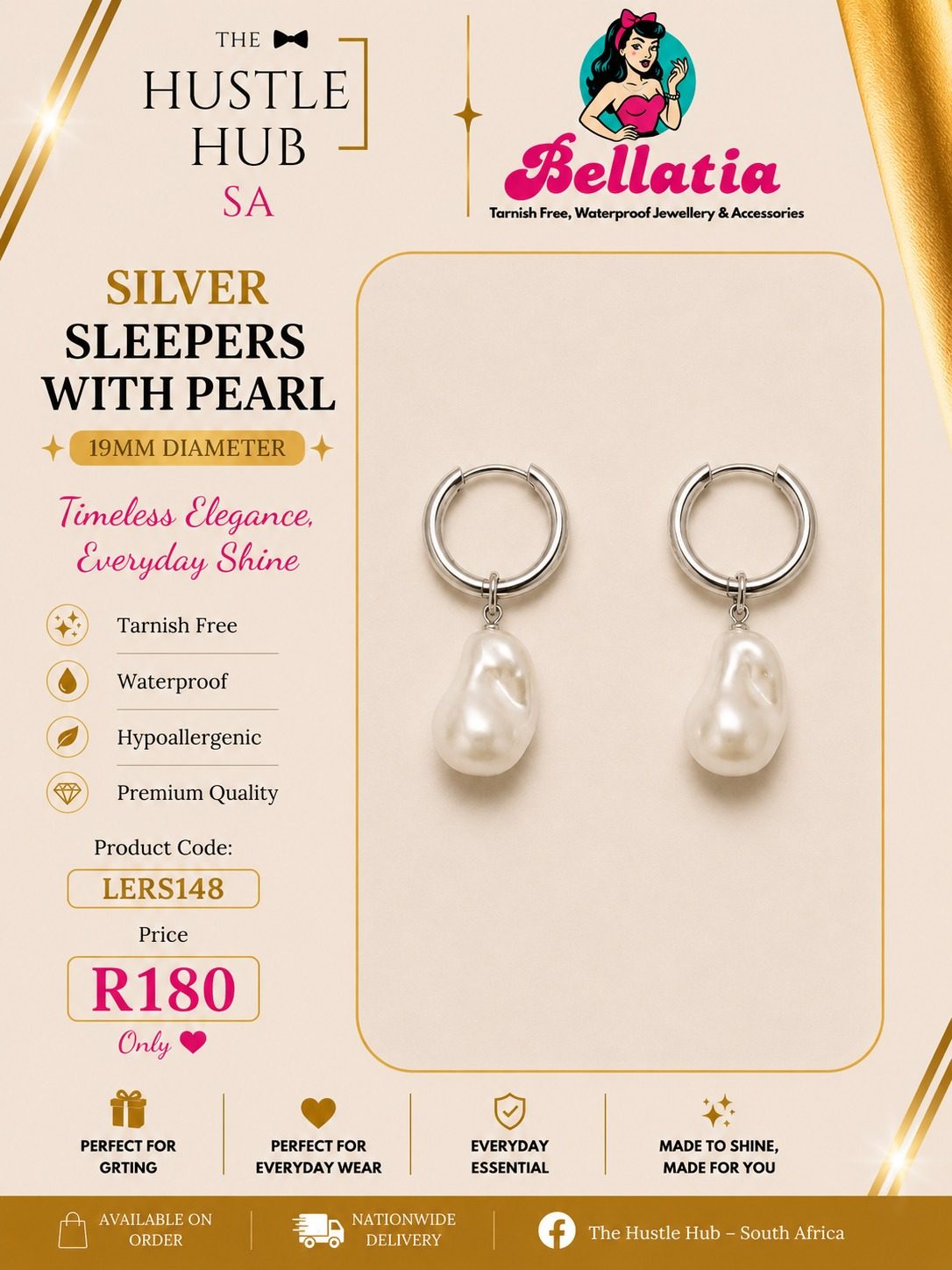 Silver Sleepers with Pearl