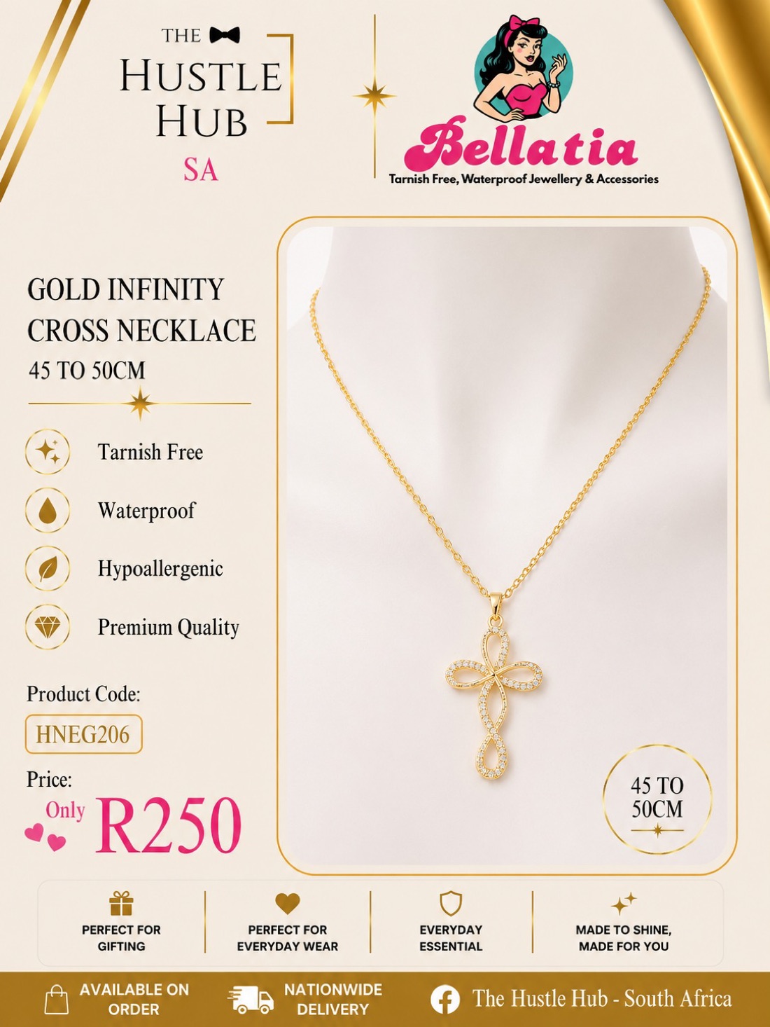 Gold Infinity Cross Necklace