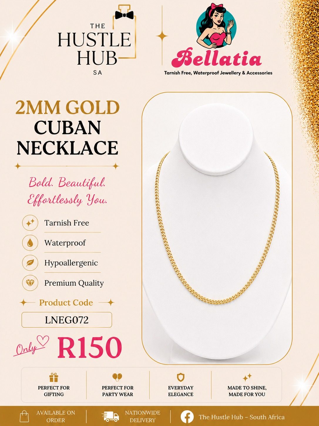 2mm Gold Cuban Necklace
