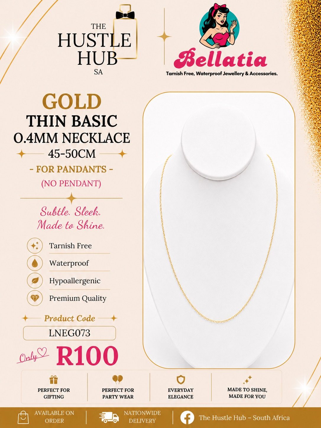 Gold Thin Basic 0.4mm Necklace