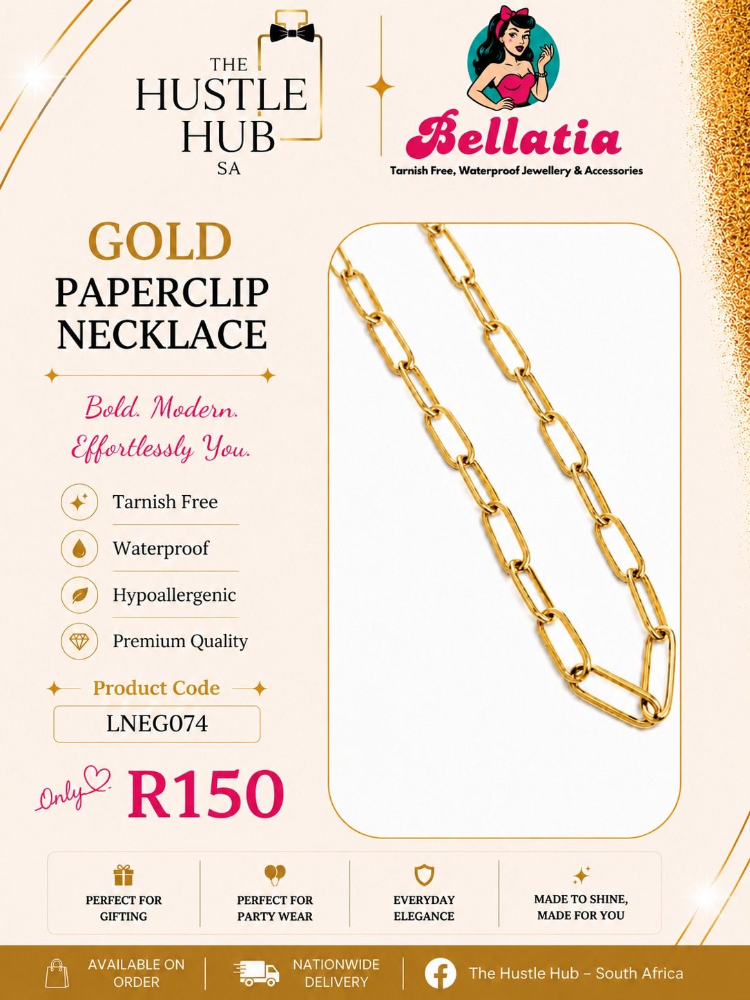 Gold Paperclip Necklace