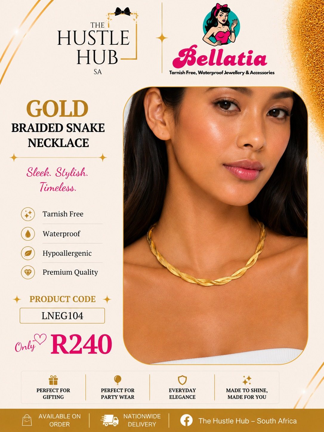 Gold Braided Snake Necklace