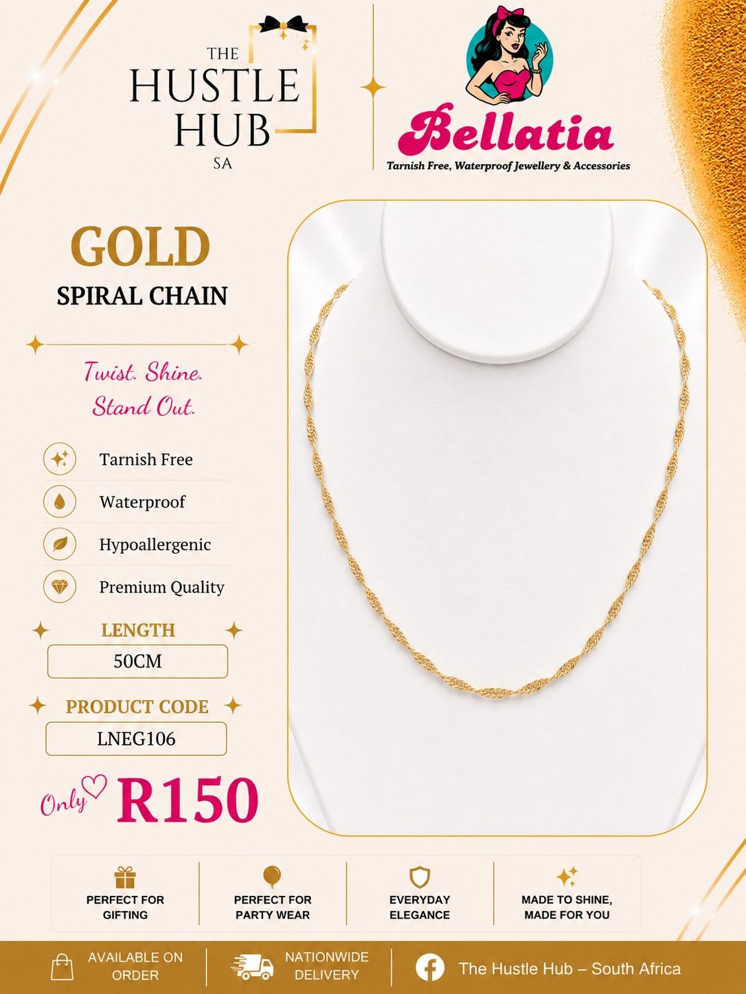 Gold Spiral Chain Necklace