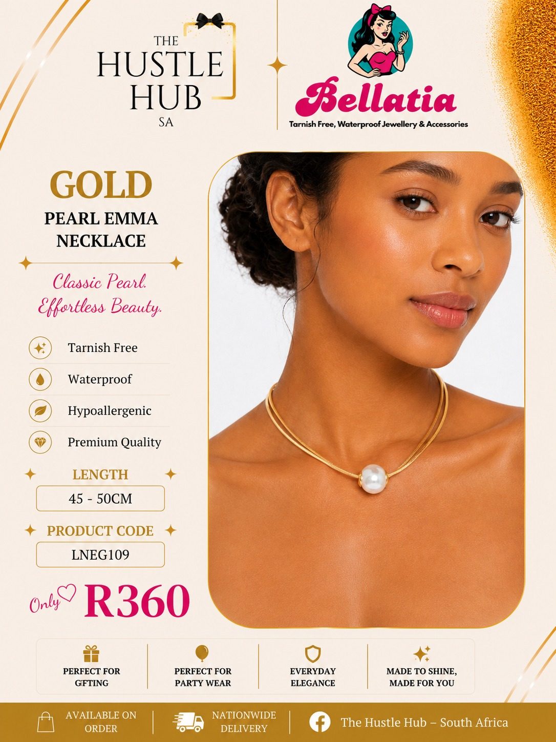Gold Pearl Emma Necklace