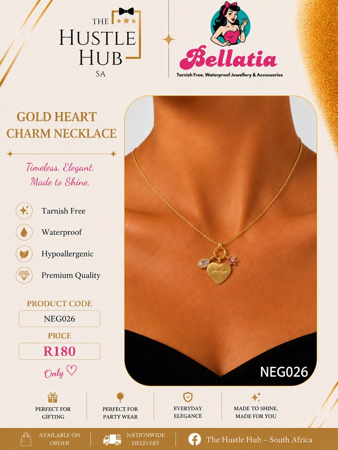 Gold Heart Charm Necklace