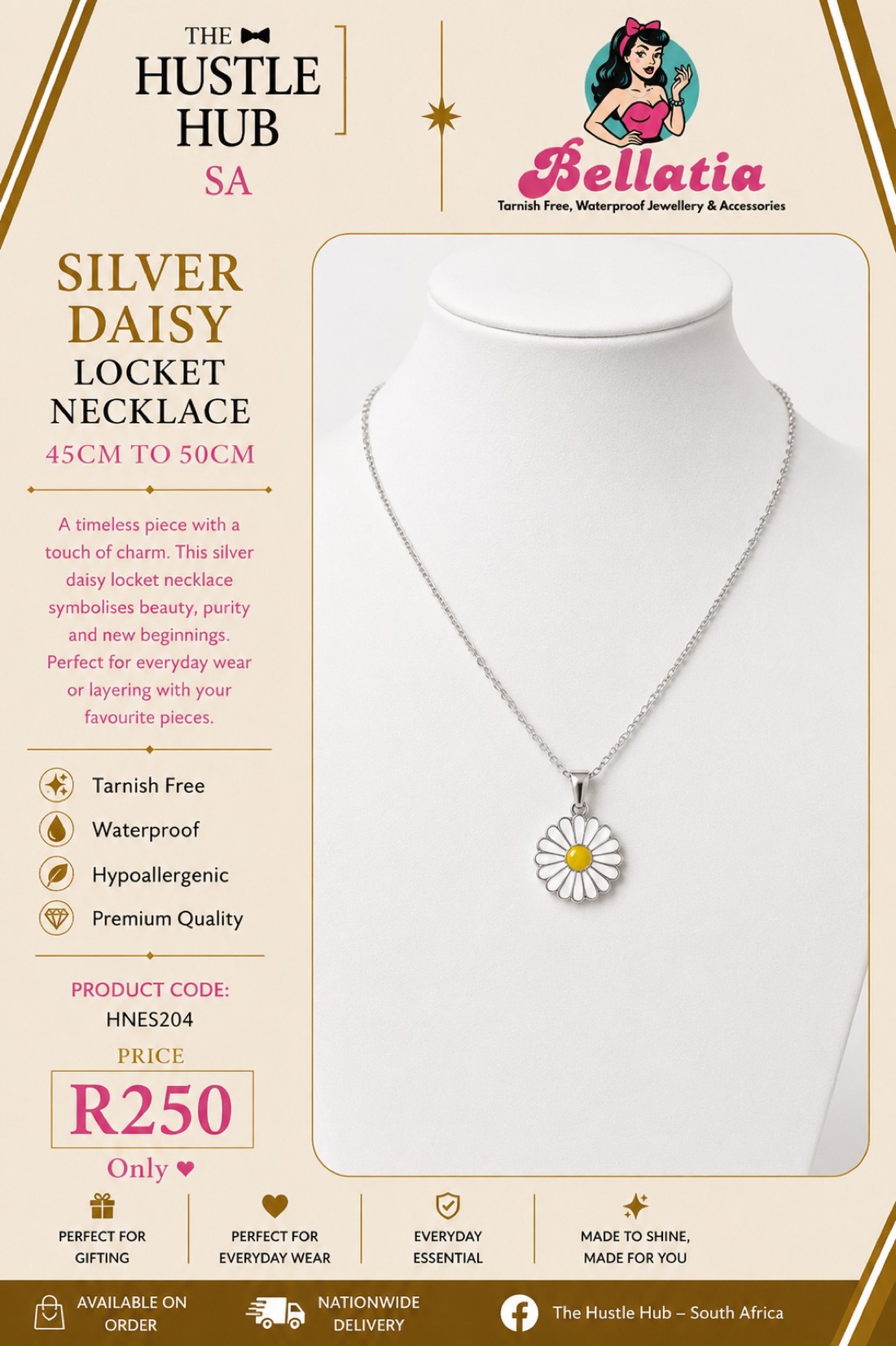 Silver Daisy Locket Necklace