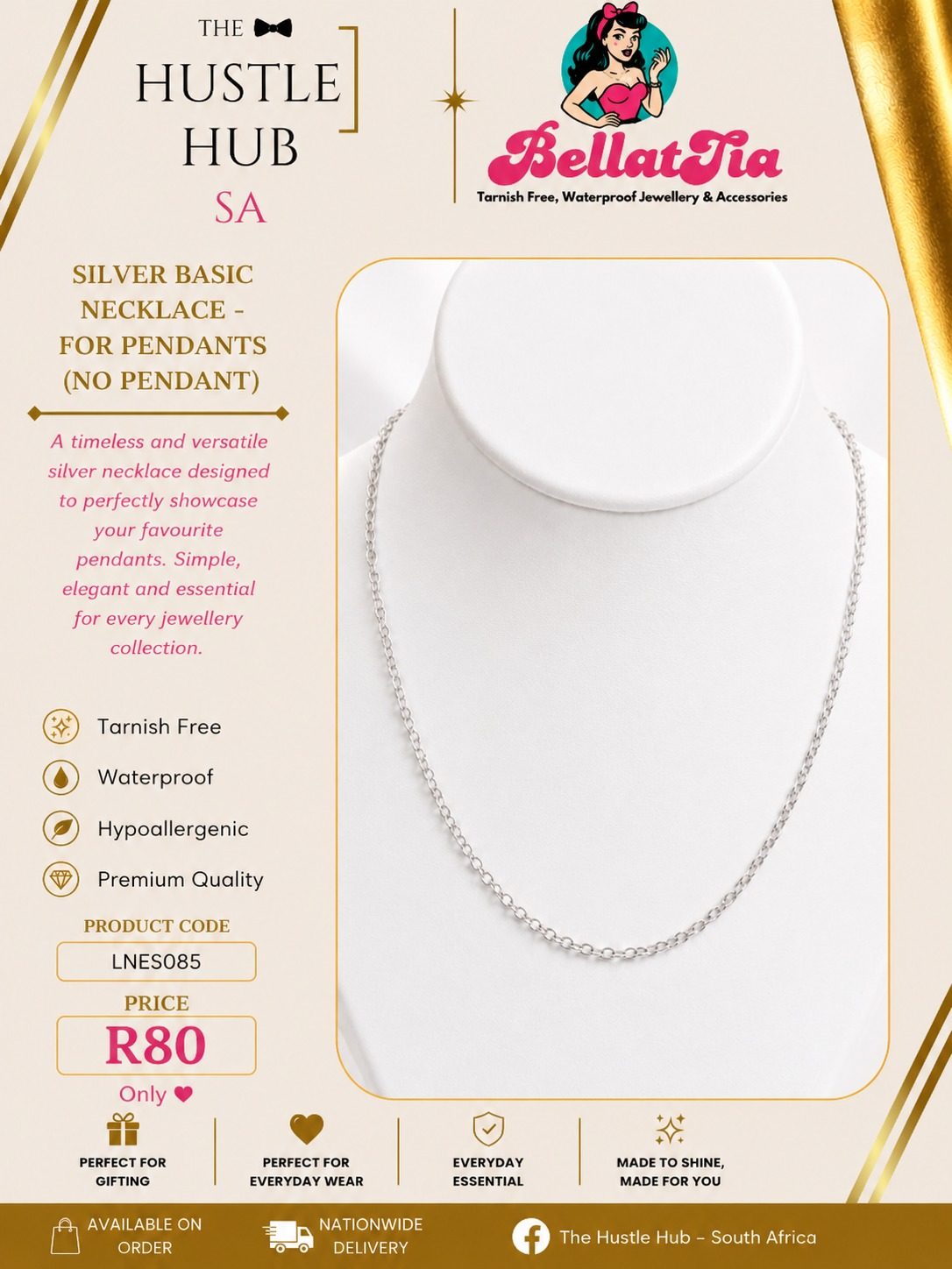 Silver Basic Necklace — For Pendants