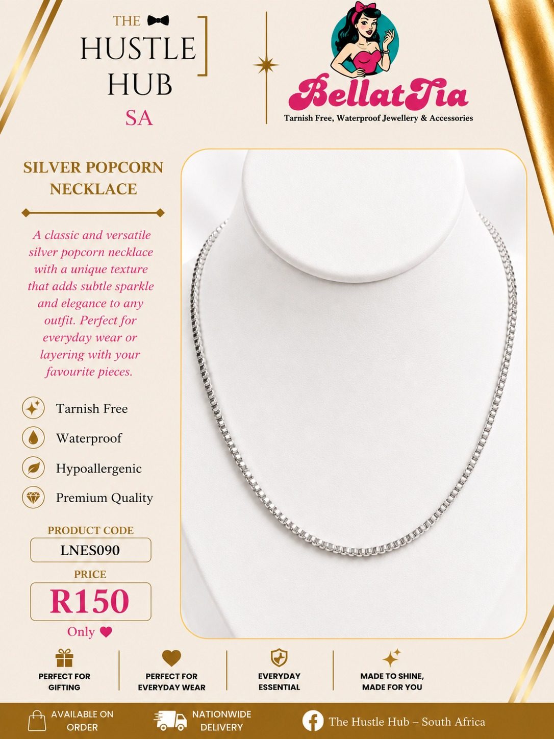 Silver Popcorn Necklace