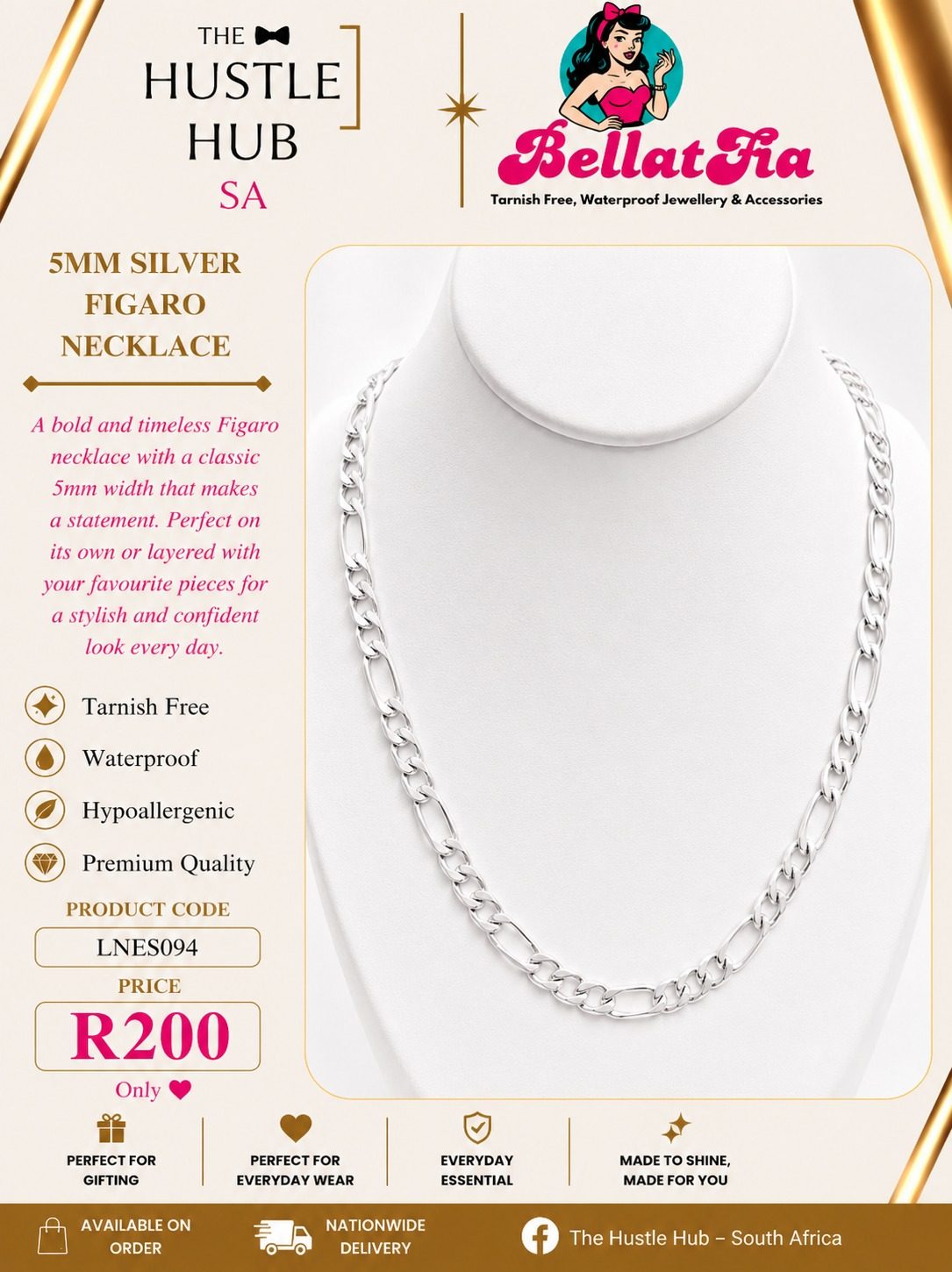 5mm Silver Figaro Necklace