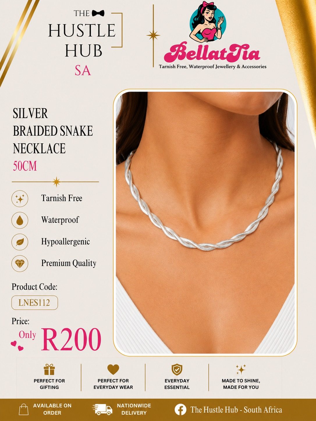 Silver Braided Snake Necklace