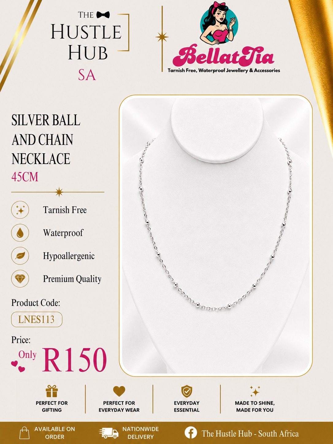 Silver Ball and Chain Necklace