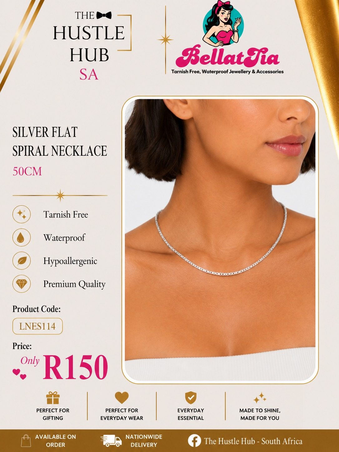Silver Flat Spiral Necklace