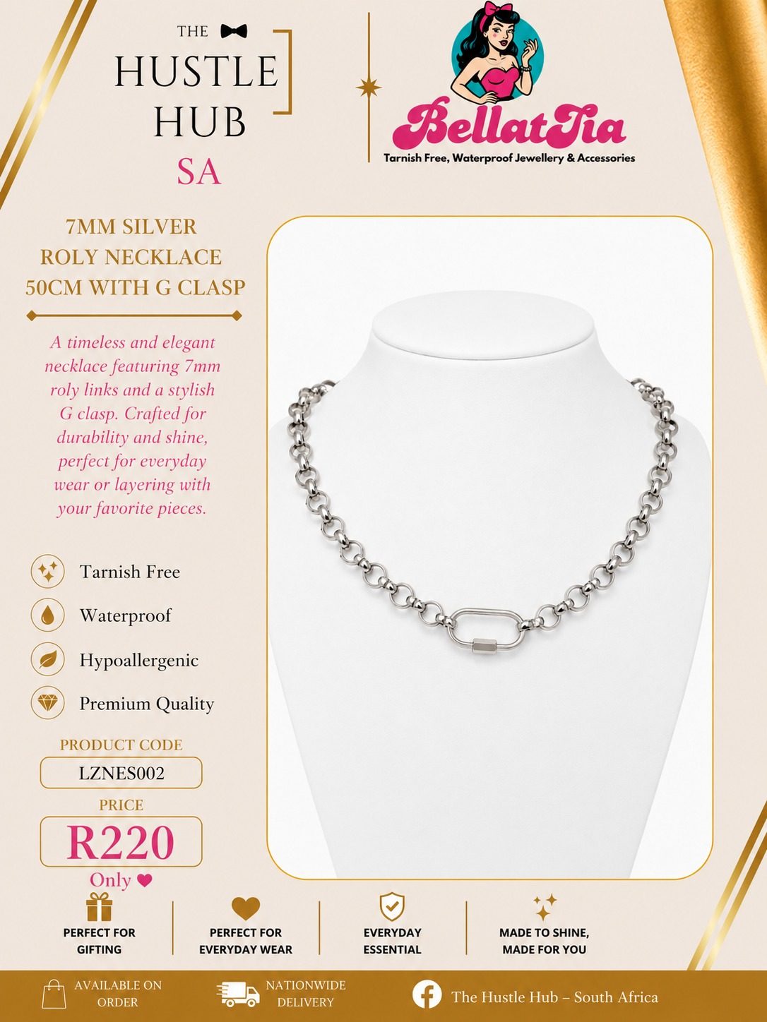 7mm Silver Roly Necklace