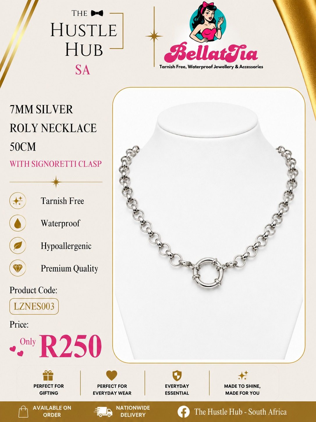 7mm Silver Roly Necklace