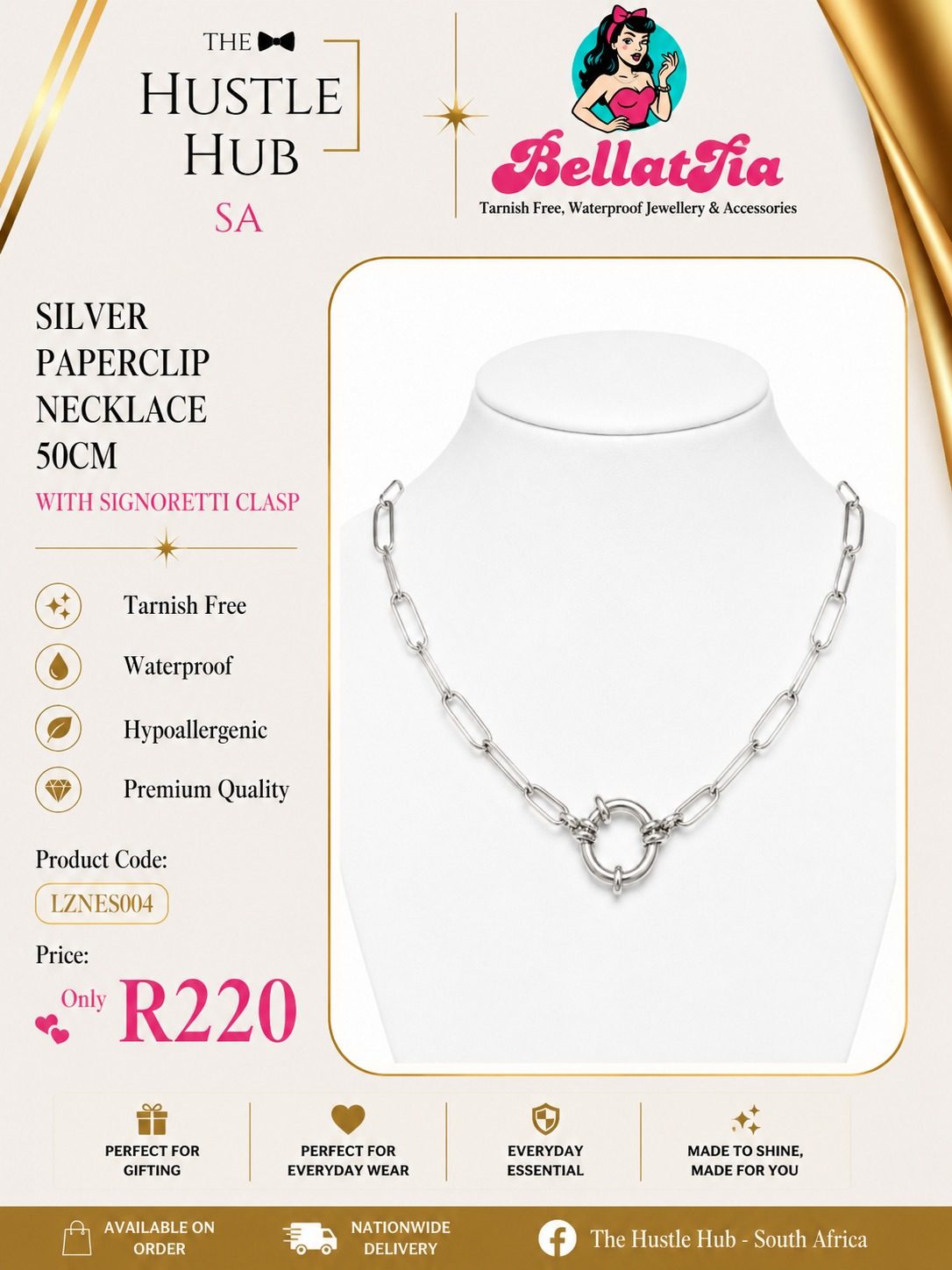 Silver Paperclip Necklace — Signoretti Clasp