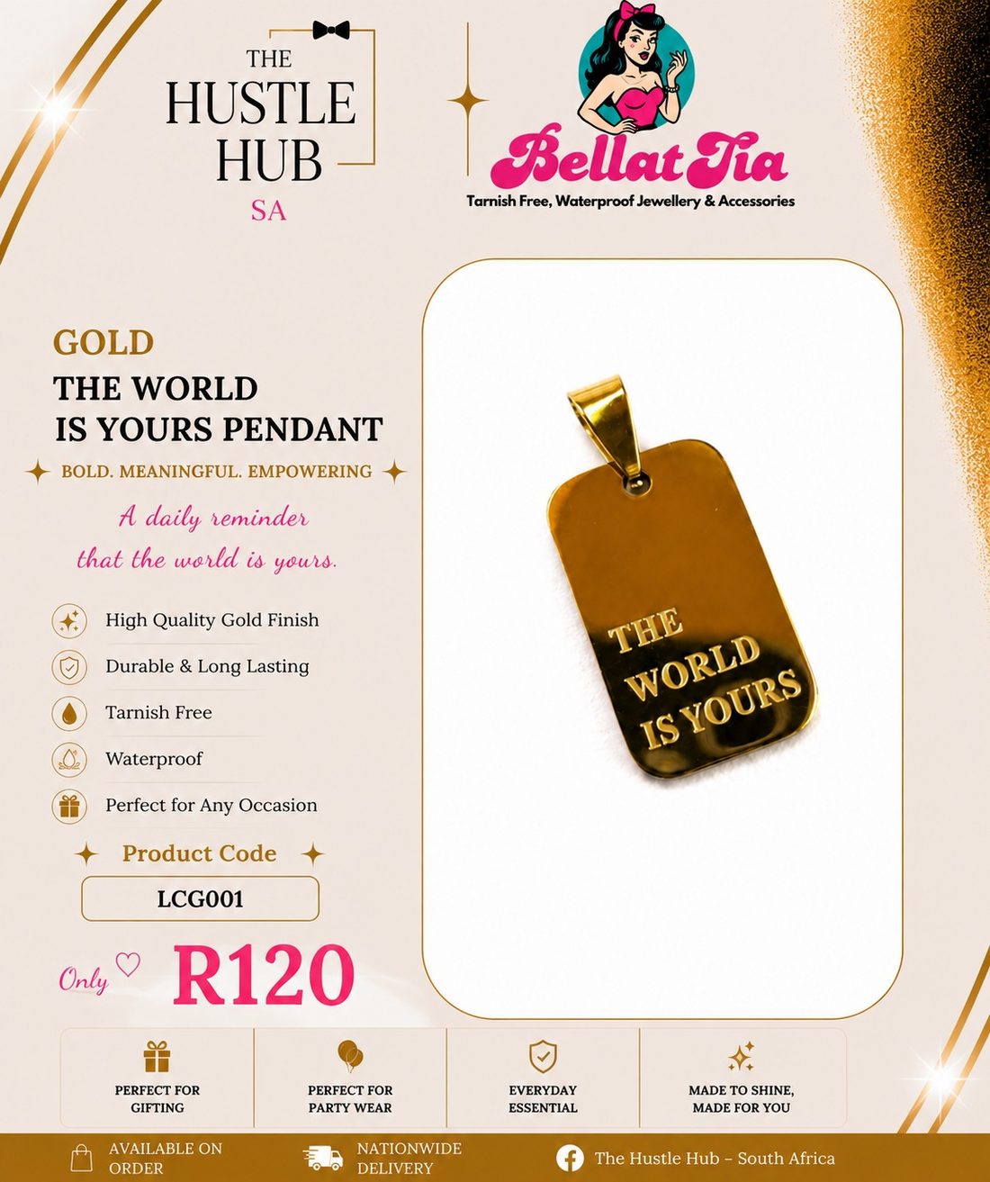 Gold World Is Yours Pendant