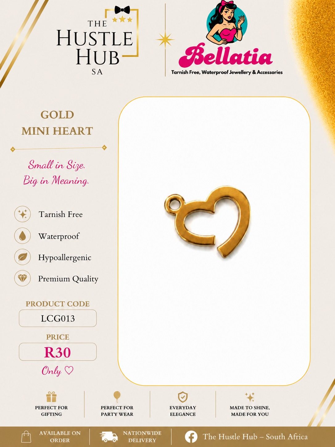 Gold Mini Heart Charm